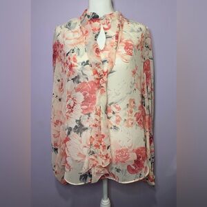 WHBM sheer floral blouse 6 NWT pink💕
